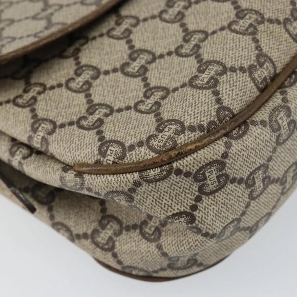 GUCCI GG PLUS Canvas Shoulder Bag PVC Leather Beige - Picture 9 of 16